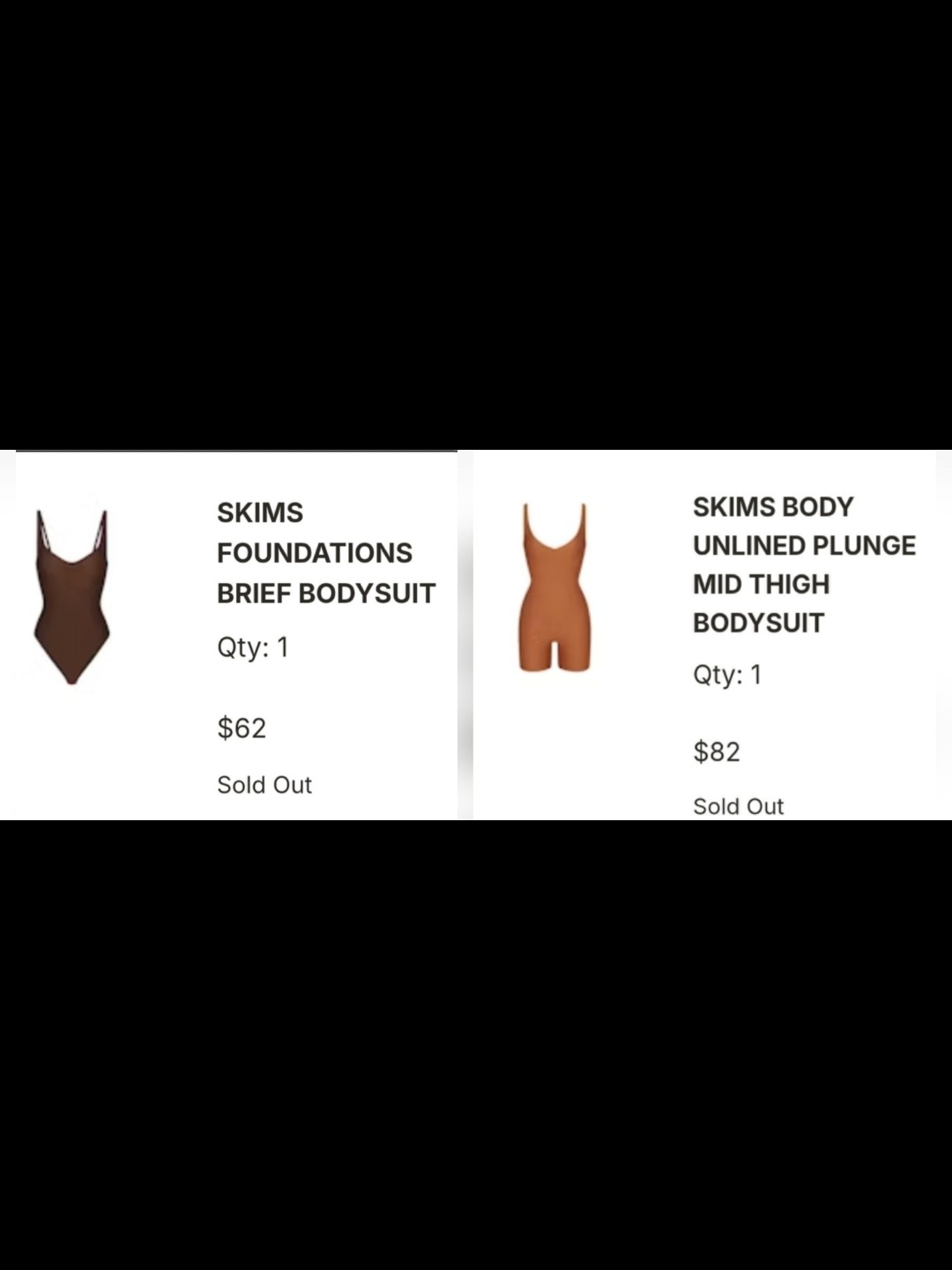 Skims Foundations Brief Bodysuit & Skims Body Unlined Plunge Bodysuit Size Xs